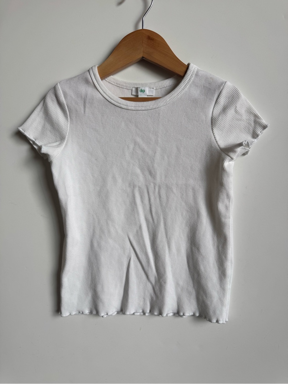 Girls dip White Ribbed Short Sleeve Tee for Kids